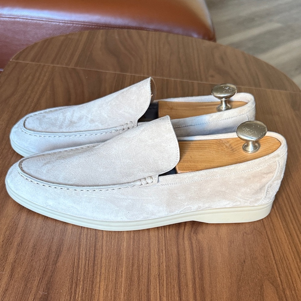 Loro Piana Cream Slip-On Shoes